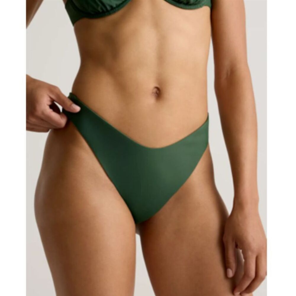 Quince Italian Knotted Bikini Top With High Leg Bikini Bottom Medium Palm NWT